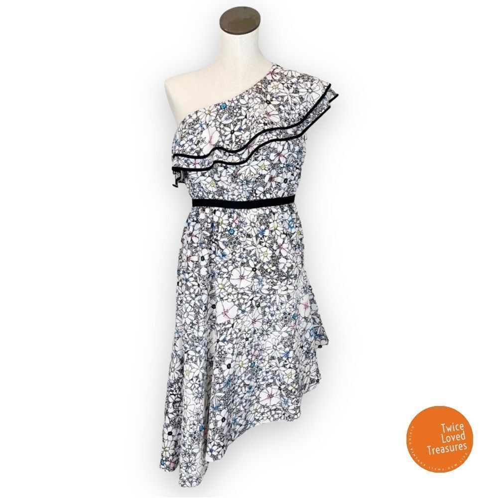 LIKELY • One-Shoulder Asymmetrical Floral Dress